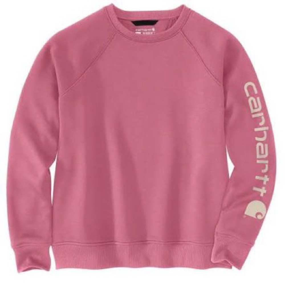 Carhartt WOMEN'S RELAXED FIT MIDWEIGHT GRAPHIC CREWNECK SWEATSHIRT in Woodrose